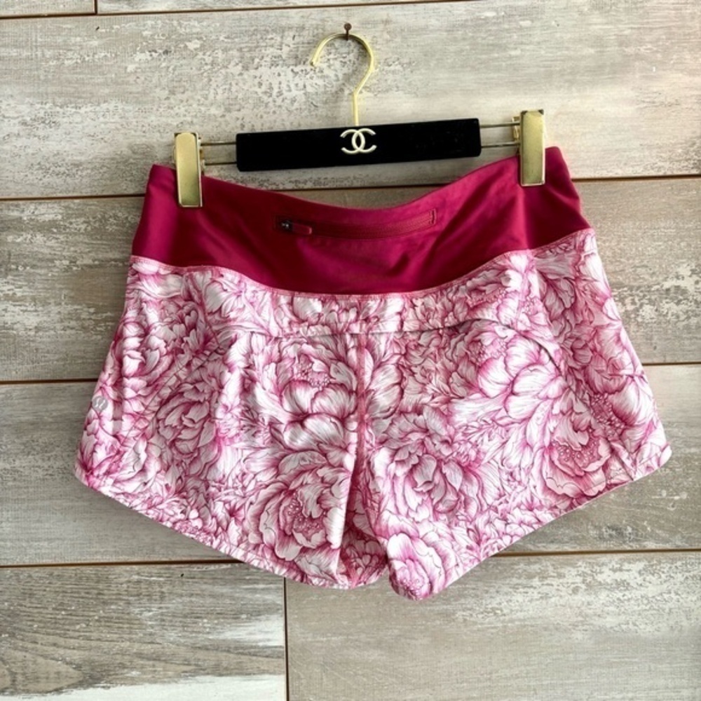Lululemon Run Times Short II - Floral Bloom White Star Ruby / Star Ruby - Picture 7 of 12